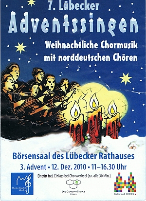 Plakat vom 7. Adventssingen im Lübecker Rathaus